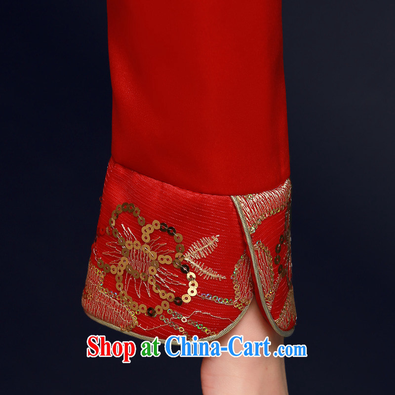 A good service is a 2015 new spring and summer red bride Chinese wedding dress long-sleeved qipao dress uniform toasting red 2 XL, good service, and, shopping on the Internet