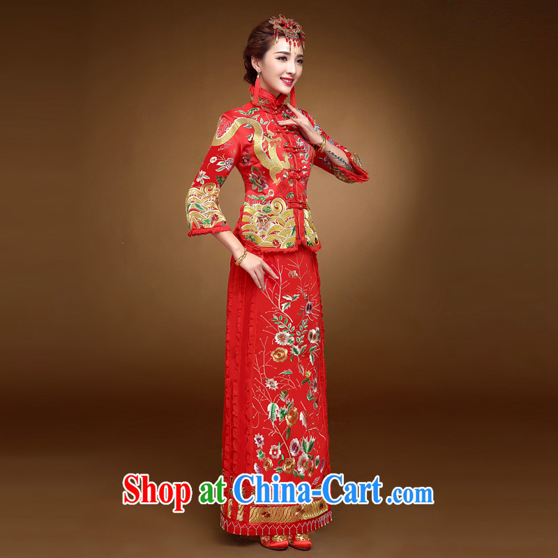 A good service is 2015 new winter Chinese bridal dresses toast clothing retro wedding dress Phoenix also dress and red 2 XL, serving a good solid, shopping on the Internet