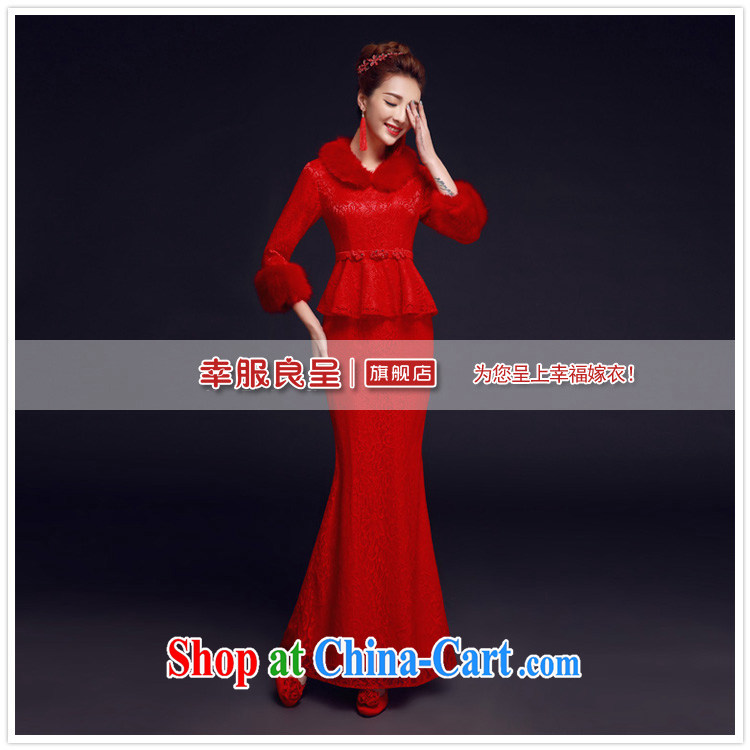 A good service is 2015 new winter Chinese red brides with wedding dress retro long cheongsam dress uniform toasting red XL pictures, price, brand platters! Elections are good character, the national distribution, so why buy now enjoy more preferential! Health