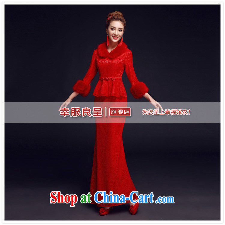 A good service is 2015 new winter Chinese red brides with wedding dress retro long cheongsam dress uniform toasting red XL pictures, price, brand platters! Elections are good character, the national distribution, so why buy now enjoy more preferential! Health