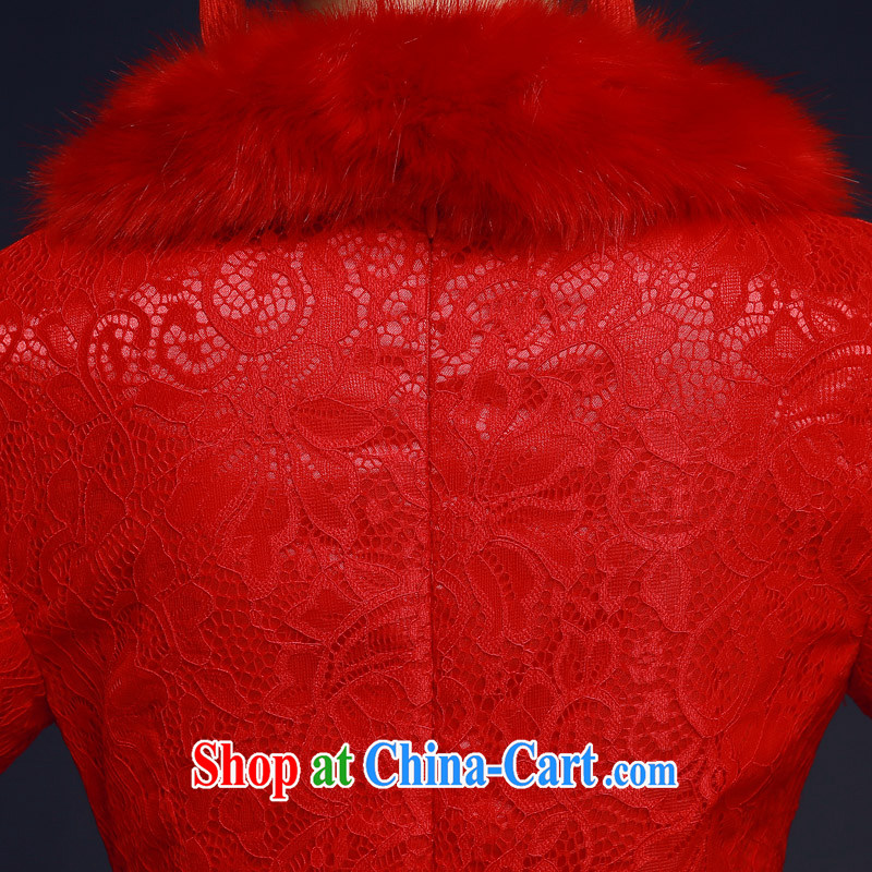 A good service is 2015 new winter Chinese red brides with wedding dress retro long cheongsam dress uniform toasting red XL, good service, and shopping on the Internet