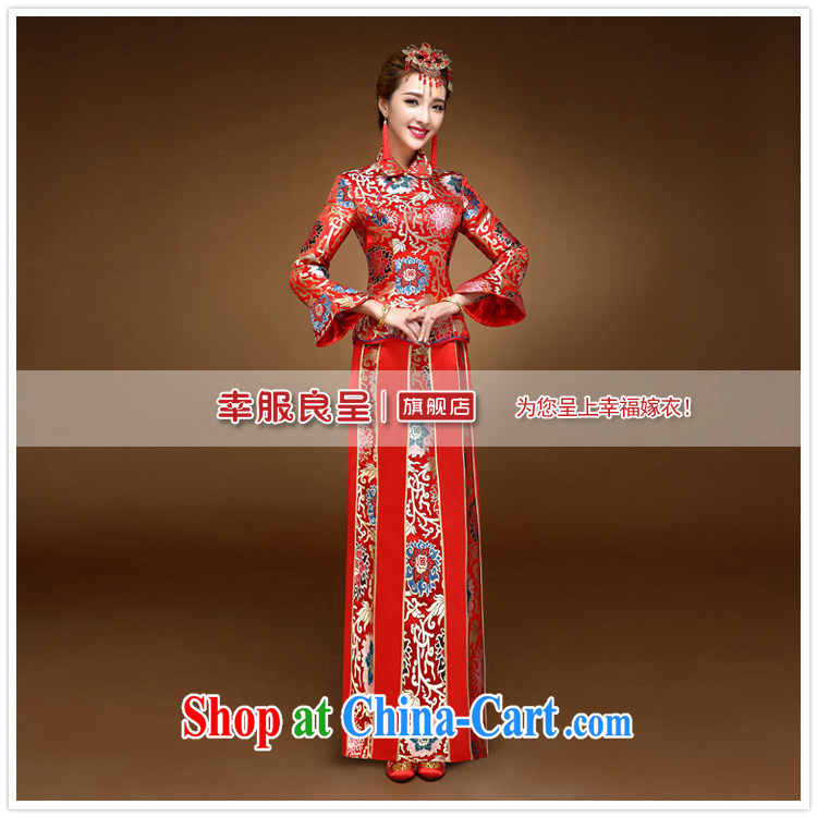 A good service is a 2015 winter new bride with Chinese red wedding dress toast wedding clothes married clothing cheongsam red 2 XL pictures, price, brand platters! Elections are good character, the national distribution, so why buy now enjoy more preferential! Health