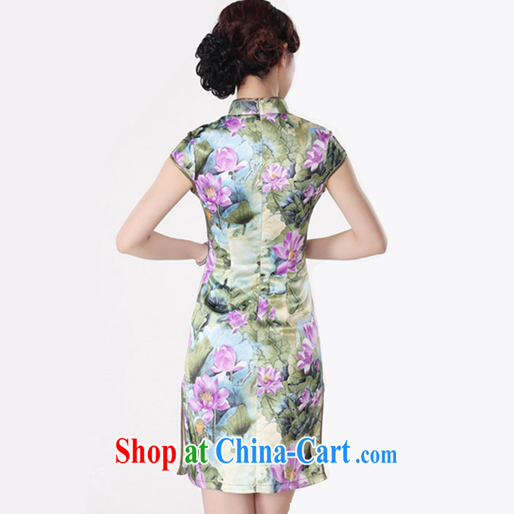 To Green, stylish new clothes Chinese qipao, for a tight cultivating Lotus cheongsam dress pink flower 2 XL pictures, price, brand platters! Elections are good character, the national distribution, so why buy now enjoy more preferential! Health
