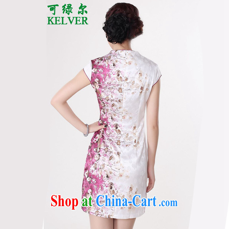 To Green's new clothes retro Chinese qipao with classical-tie floral beauty short, short-sleeved cheongsam dress red 2 XL, green, and shopping on the Internet