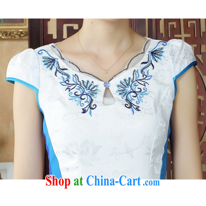 To Green, Chinese Wind and stylish improved female Chinese qipao retro beauty short Lotus cheongsam dress as figure 2 XL, green, and, on-line shopping