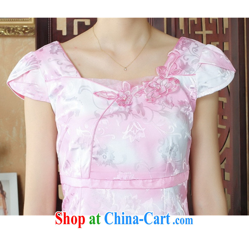To Green, stylish new ladies improved Chinese qipao round-collar embroidered short sleeves cultivating short cheongsam dress such as figure 2 XL, green, and, on-line shopping