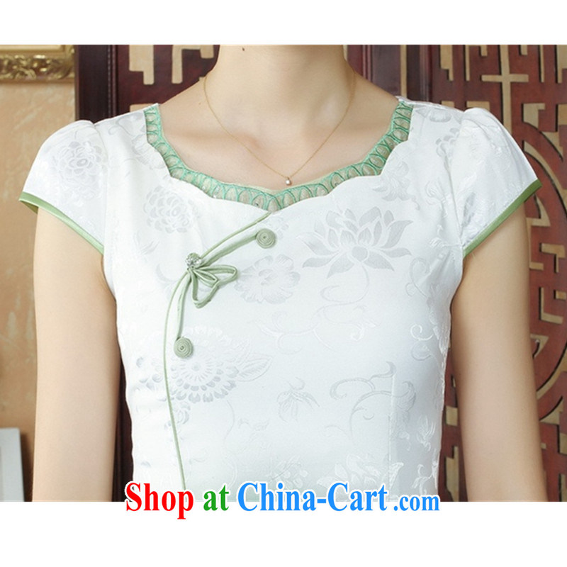 To Green, China wind stylish improved Chinese qipao the flap Classic tray for cultivating short cheongsam dress as figure 2 XL, green, and, on-line shopping