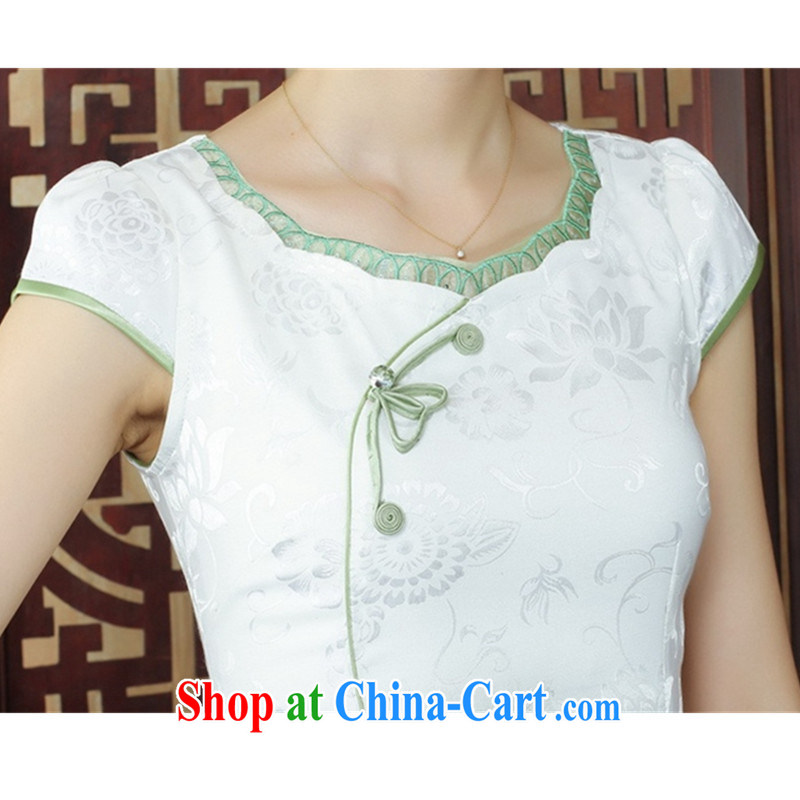 To Green, China wind stylish improved Chinese qipao the flap Classic tray for cultivating short cheongsam dress as figure 2 XL, green, and, on-line shopping