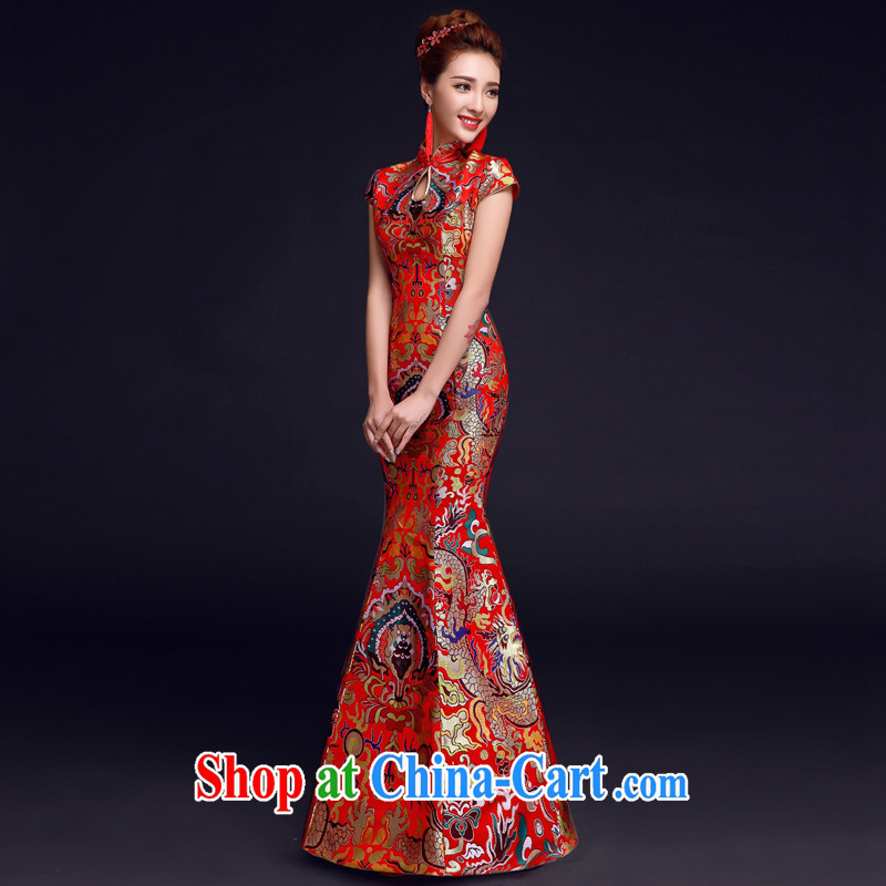 A good service is 2015 red winter new bride with Chinese married Yi wedding dress toast clothing qipao crowsfoot red 2 XL, good service, and, shopping on the Internet