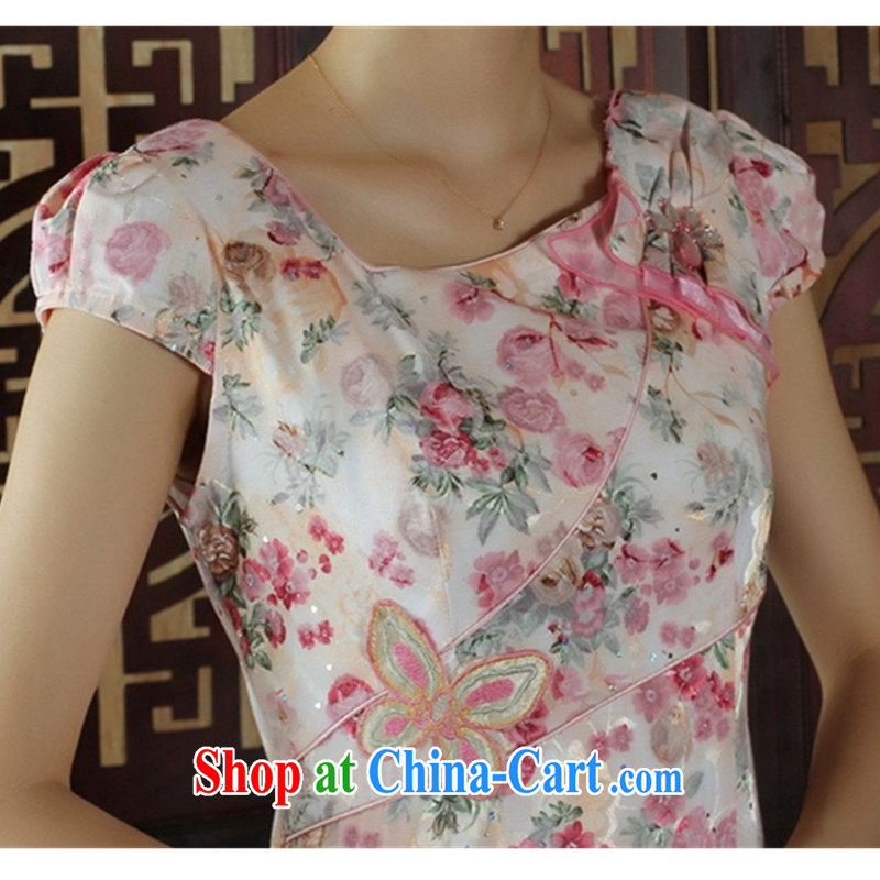 To Green, new, improved Chinese qipao rounded ends fancy short, cultivating short-sleeved cheongsam dress shown in Figure M, green, and, on-line shopping