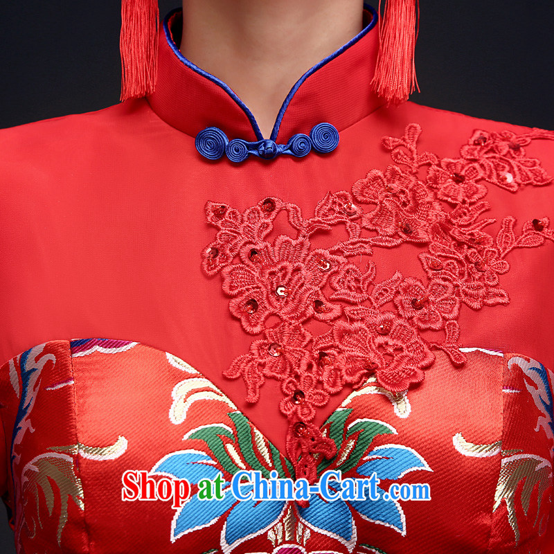 A good service is 2015 new spring and summer red bridal wedding dress Chinese married Yi bows clothing cheongsam red M, good service, and, shopping on the Internet