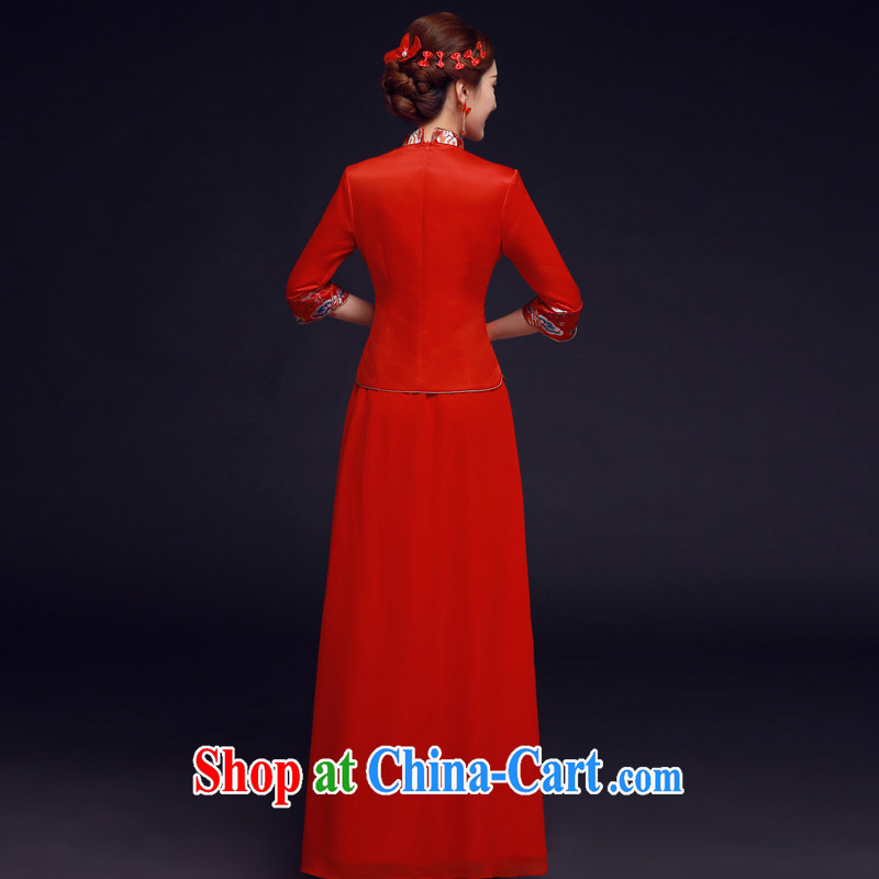A good service is 2015 new winter red brides with wedding dress Chinese Antique long cheongsam dress uniform toasting red 2 XL, good service, and, shopping on the Internet