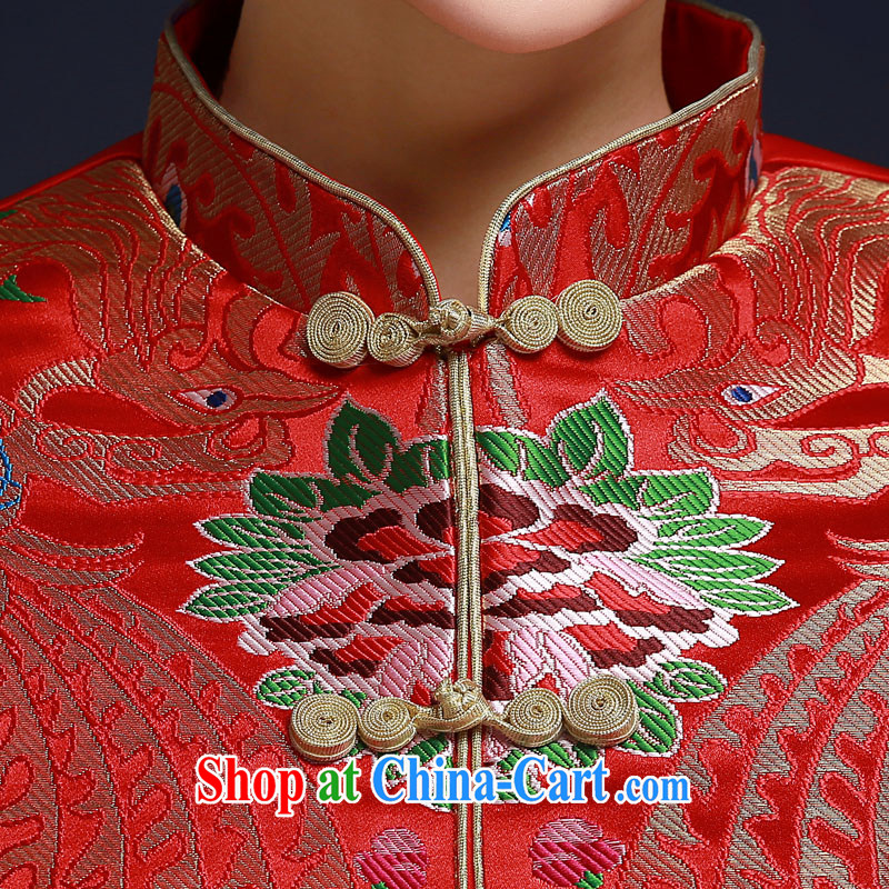 A good service is 2015 new winter red brides with wedding dress Chinese Antique long cheongsam dress uniform toasting red 2 XL, good service, and, shopping on the Internet