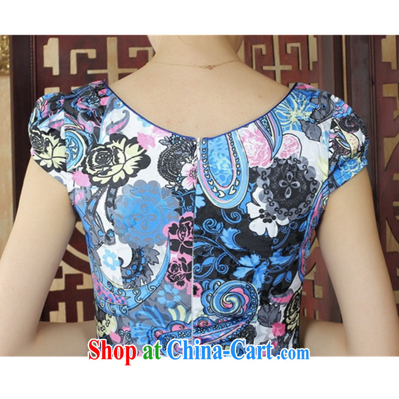 Bill's new clothes stylish China wind improved Chinese qipao rounded ends floral beauty short cheongsam dress as color XL, bill, and, on-line shopping