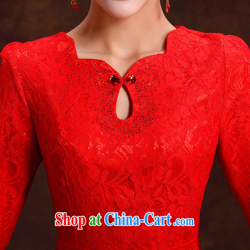 (Quakers, bride toast wedding cheongsam dress retro improved fashion cheongsam dress Spring and Autumn red Chinese wedding dress quality assurance, the ceremony, and friends (LANYI), shopping on the Internet