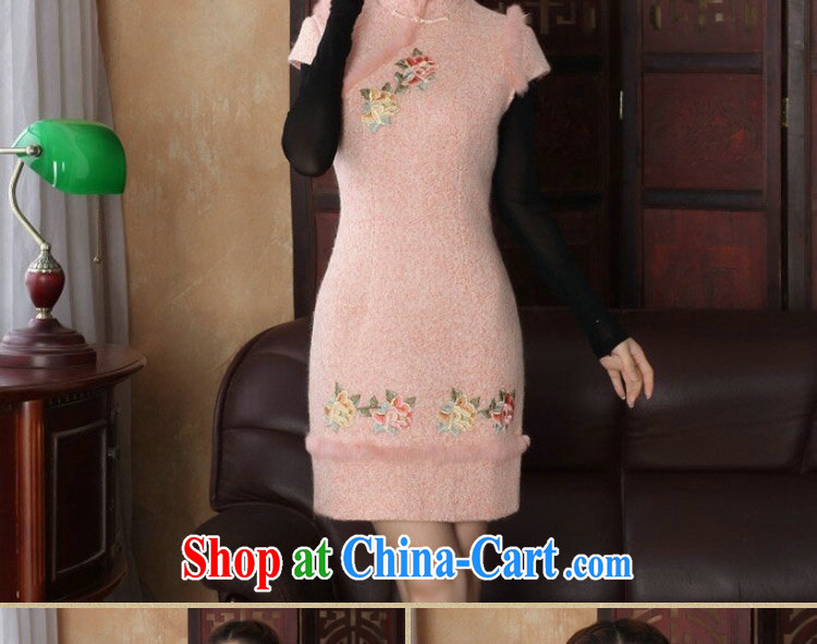 spend the winter cheongsam dress Chinese Chinese improved, for rabbit hair retro wool? embroidery Peony dress dress pink 2 XL pictures, price, brand platters! Elections are good character, the national distribution, so why buy now enjoy more preferential! Health