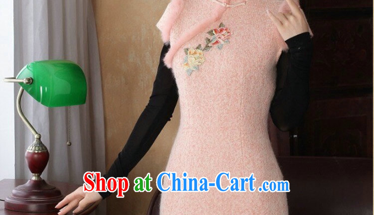 spend the winter cheongsam dress Chinese Chinese improved, for rabbit hair retro wool? embroidery Peony dress dress pink 2 XL pictures, price, brand platters! Elections are good character, the national distribution, so why buy now enjoy more preferential! Health