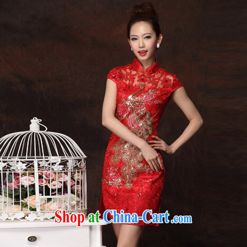 Light (at the end), QM stylish improved Phoenix marriage toast clothing qipao XWG picture color XXL, shallow end (QM), shopping on the Internet