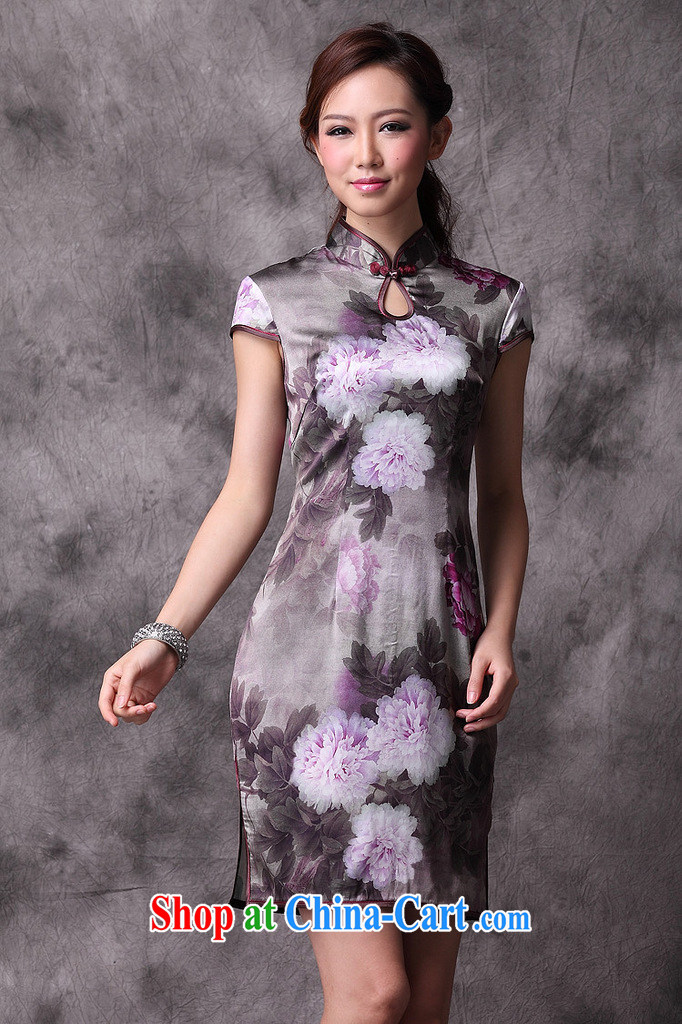 Shallow end (QM) retro Silk Cheongsam improved stylish summer dresses wedding dress uniform toast XWG picture color XXXL pictures, price, brand platters! Elections are good character, the national distribution, so why buy now enjoy more preferential! Health