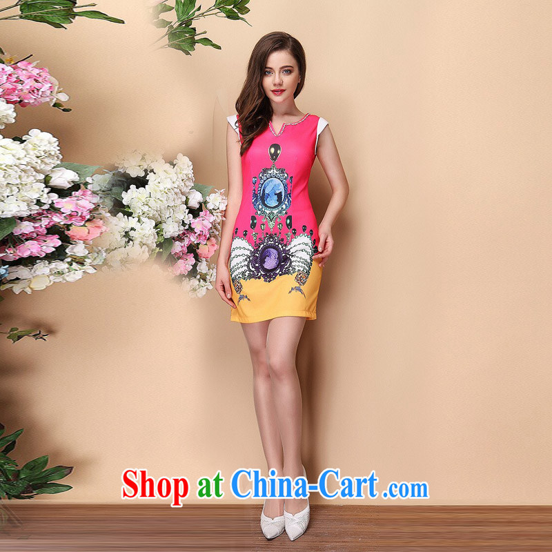 Light (at the end QM) Improved stylish short-sleeve stamp duty is not the Lao elegant cheongsam dress XWGF 140,313 picture color XXL, light (at the end) QM, shopping on the Internet