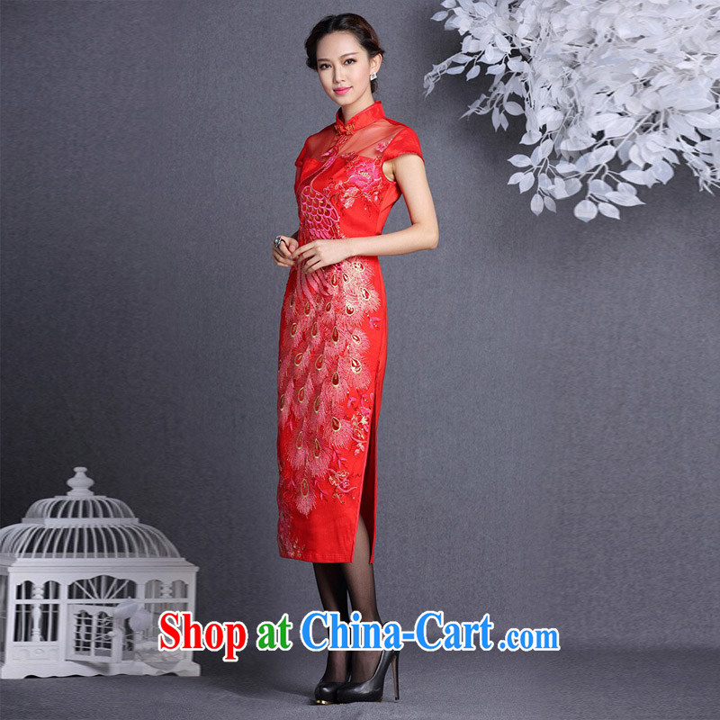 Light (at the end QM) Improved stylish Web yarn embroidery, banquet long cheongsam XWGQF - 1309 - 22 red XXL, light (at the end) QM, shopping on the Internet