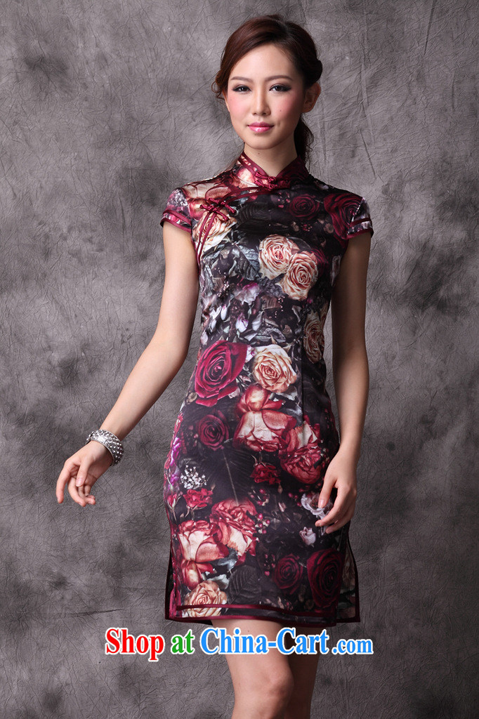 Shallow end (QM ) Stylish retro new and improved, heavy silk Chinese qipao dress summer XWG picture color XXXL pictures, price, brand platters! Elections are good character, the national distribution, so why buy now enjoy more preferential! Health