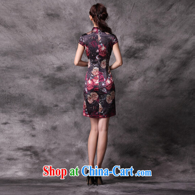 Light (at the end QM ) Stylish retro new and improved, heavy silk Chinese qipao dress summer XWG picture color XXXL, shallow end (QM), shopping on the Internet