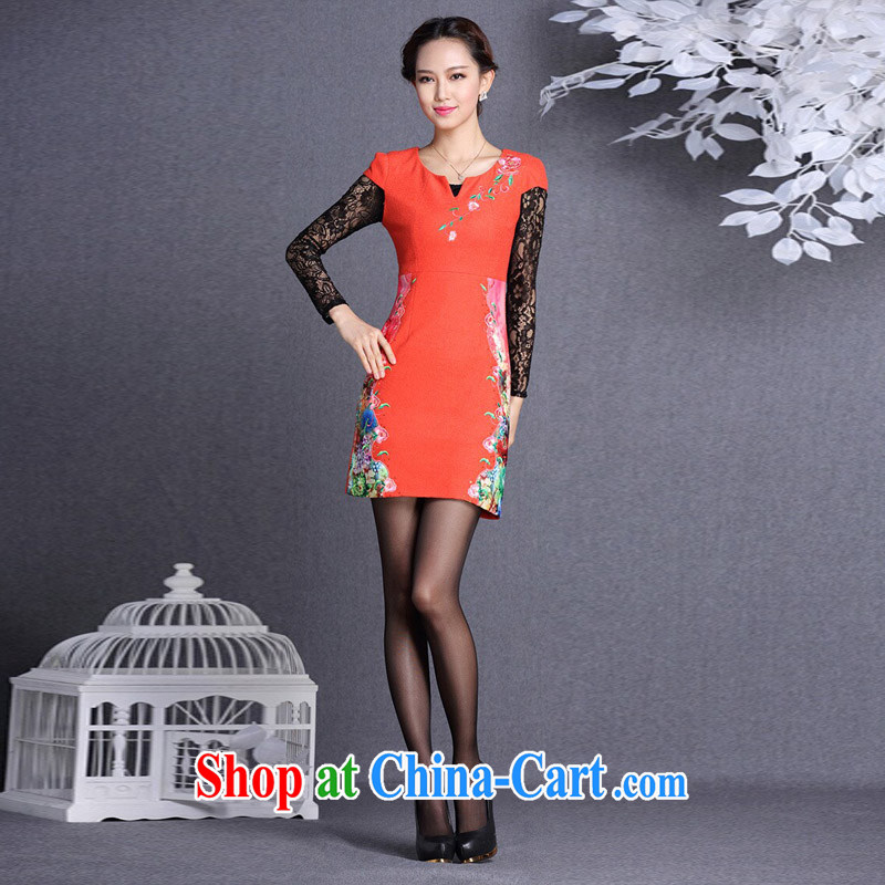 Light (at the end QM) Improved stylish embroidered hair so short cheongsam XWG QF 818 red XXL, shallow end (QM), shopping on the Internet