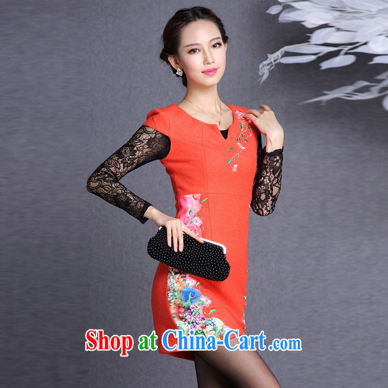 Light (at the end QM) Improved stylish embroidered hair so short cheongsam XWG QF 818 red XXL, shallow end (QM), shopping on the Internet
