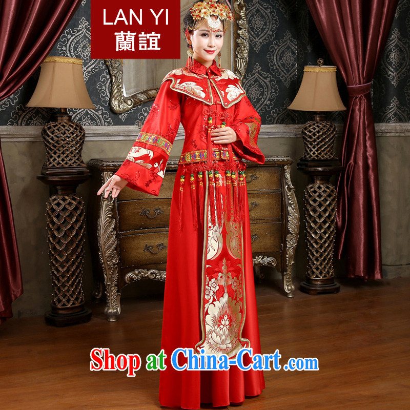 _Quakers, 2015 winter long-sleeved new cheongsam dress winter clothing bridal wedding dresses toast the cotton thick long-su Wo service red quality assurance