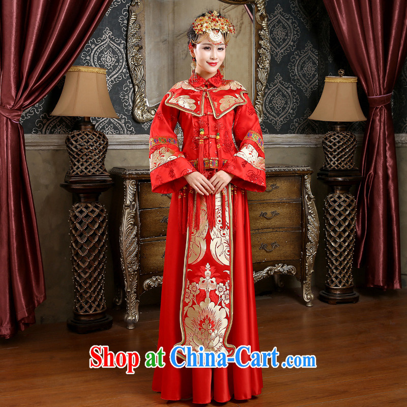 (Quakers) estimated 2015 winter long-sleeved new cheongsam dress winter clothing bridal wedding dresses toast the cotton thick long-serving reel red quality assurance, and friends (LANYI), online shopping