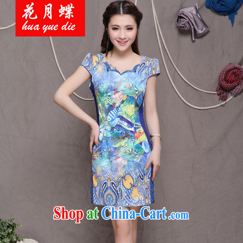 Flowers, bow embroidered cheongsam high-end ethnic wind stylish Chinese qipao dress VA R 033 9908 picture color L