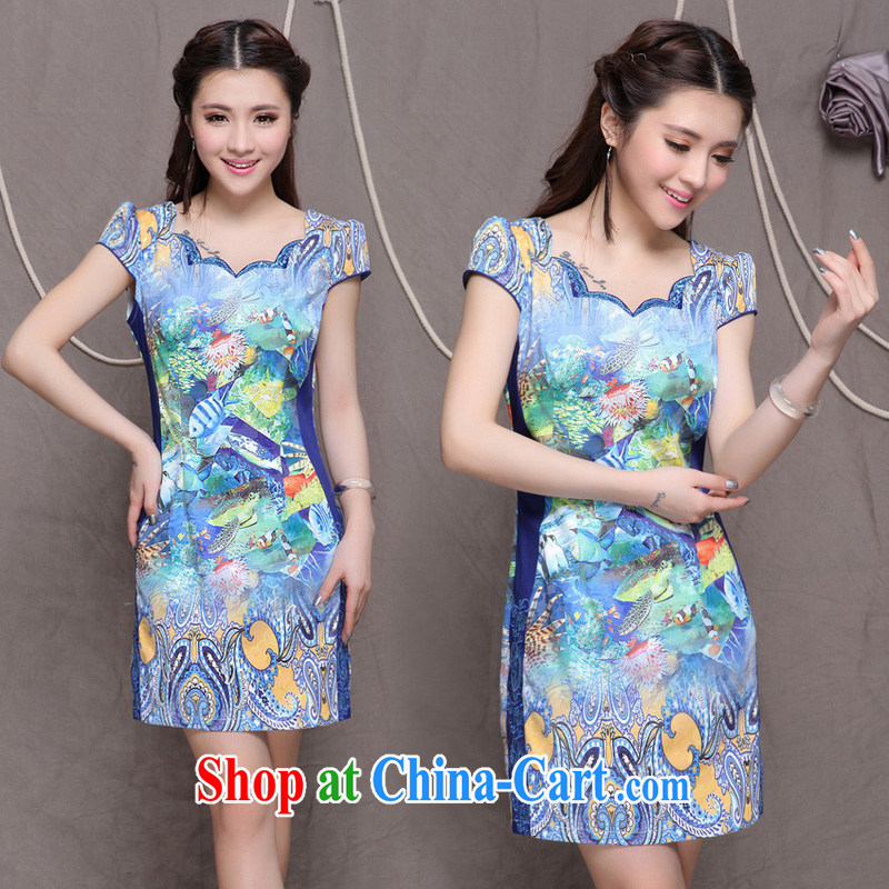 Flowers, bow embroidered cheongsam high-end ethnic wind and stylish Chinese qipao dress VA R 033 9908 picture color L, flower, Butterfly (HUA YUE DIE), shopping on the Internet