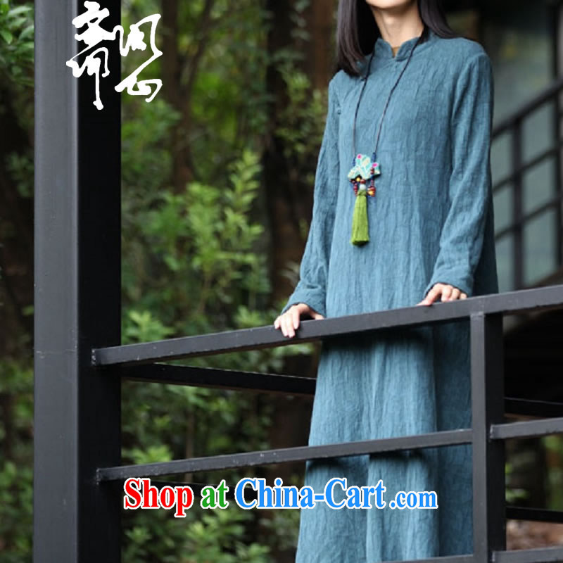 q heart Id al-Fitr autumn and winter female new elections at heart -- gown Ms. jacquard cotton robe WXZ 1005 blue-green L