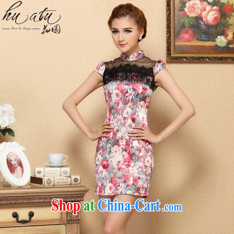 Take the 2015 summer, new dresses lace to spell Chinese fashion cheongsam elegant manually the Pearl improved cheongsam dress such as the color 2 XL