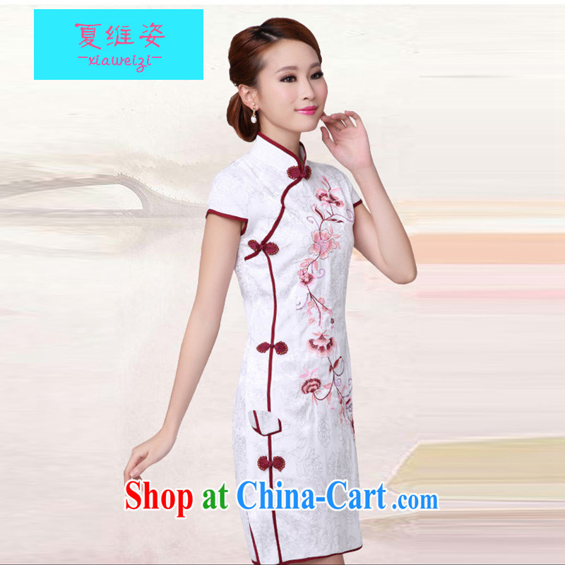 The colorful 2015 new white cheongsam dress stylish improved Chinese qipao cheongsam qipao qipao improved cheongsam dress shirt white XL, the colorful, shopping on the Internet