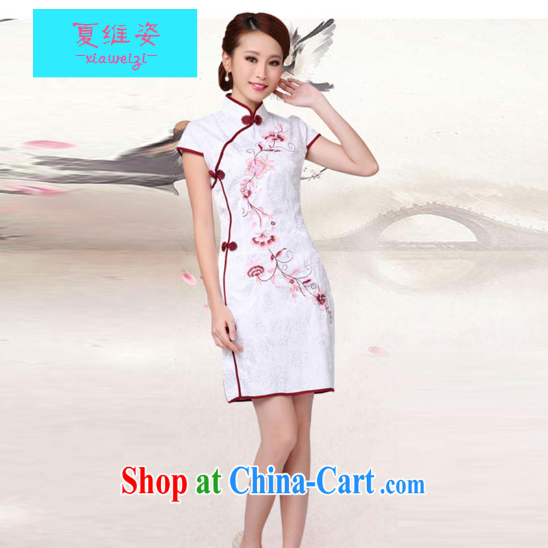The colorful 2015 new white cheongsam dress stylish improved Chinese qipao cheongsam qipao qipao improved cheongsam dress shirt white XL, the colorful, shopping on the Internet