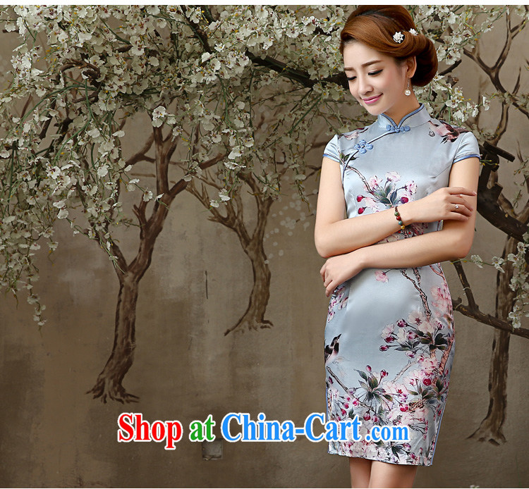 The pro-am 2015 as soon as possible new daily summer girls retro improved sauna stylish Silk Dresses Silk Cheongsam dress short-sleeved S - waist 67 CM pictures, price, brand platters! Elections are good character, the national distribution, so why buy now enjoy more preferential! Health