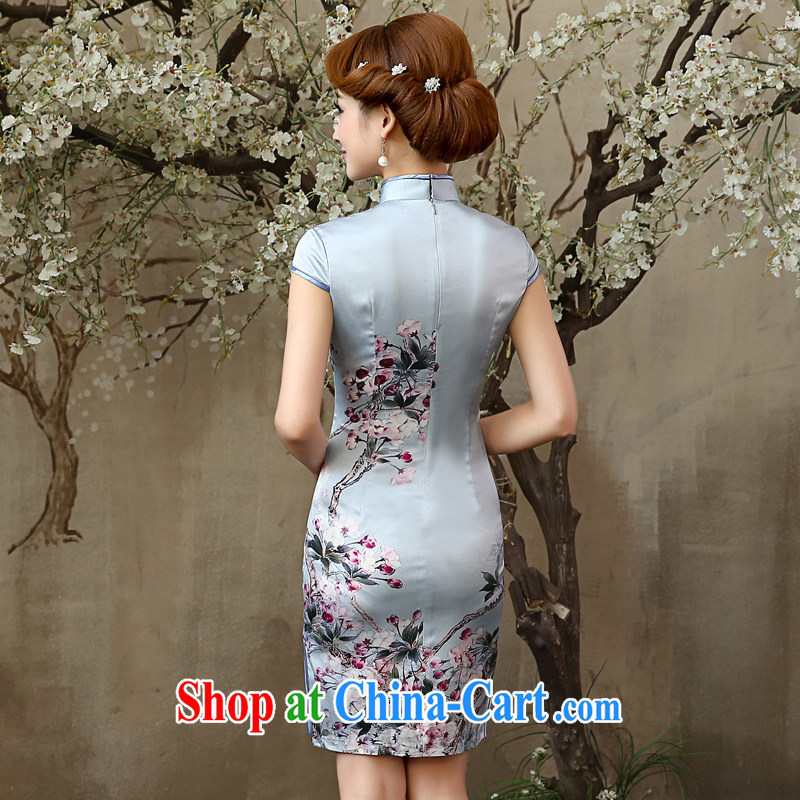 The pro-am 2015 as soon as possible new daily summer girls retro improved sauna stylish Silk Dresses Silk Cheongsam dress short-sleeved S - waist 67cm, and the pro-am, shopping on the Internet