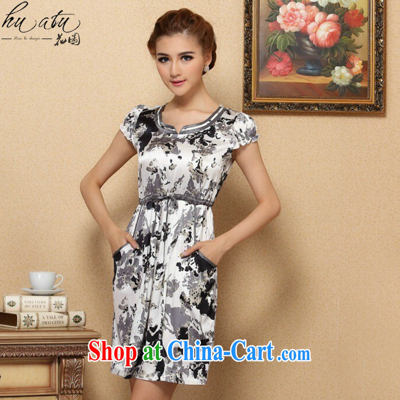 Take the female summer graphics thin dresses and elegant sauna Silk Cheongsam dress improved short-sleeved upscale Silk Dresses such as the color 2 XL, spend figure, and shopping on the Internet