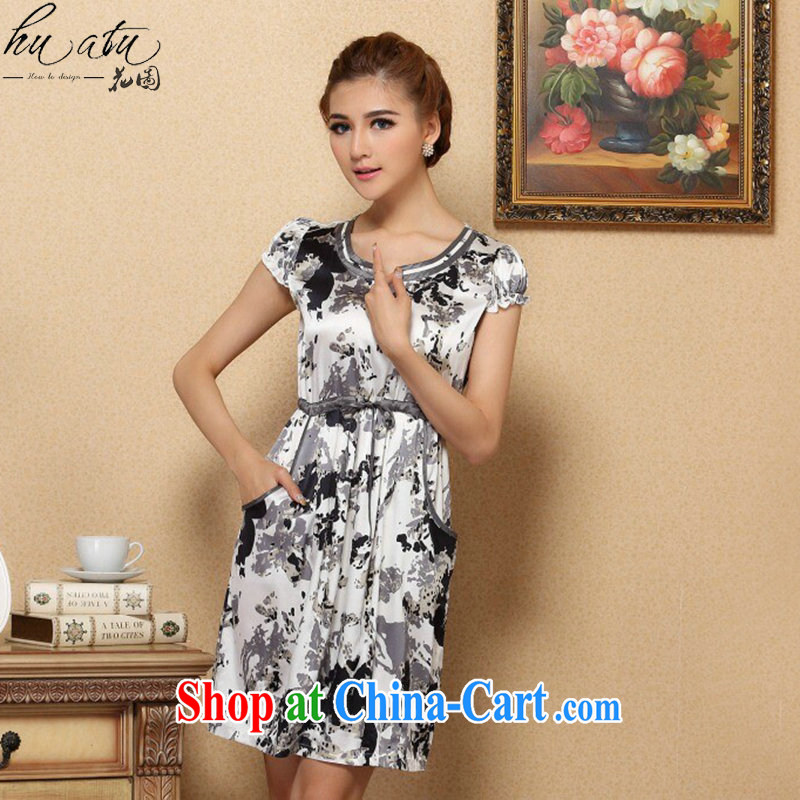 Take the female summer graphics thin dresses and elegant sauna Silk Cheongsam dress improved short-sleeved upscale Silk Dresses such as the color 2 XL, spend figure, and shopping on the Internet