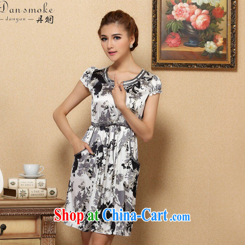 Take the female summer graphics thin dresses and elegant sauna Silk Cheongsam improved short-sleeve upscale Silk Dresses such as the color 2 XL, Bin Laden smoke, shopping on the Internet