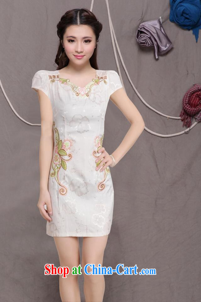 Kim Hyun-chae, 2015 new, improved female cheongsam dress fashion style retro beauty everyday dresses short dresses, pale yellow XXL pictures, price, brand platters! Elections are good character, the national distribution, so why buy now enjoy more preferential! Health