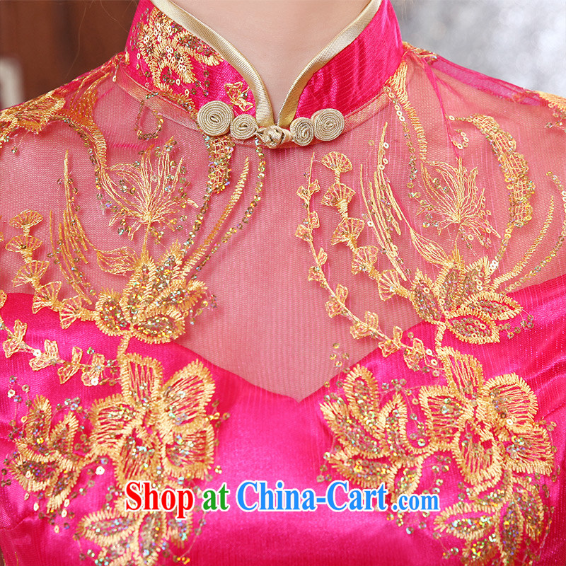 Tslyzm marriages served toast improved cheongsam short 2015 new spring and summer Chinese hospitality dress dress embroidery graphics thin beauty, the red XXXL, Tslyzm, shopping on the Internet