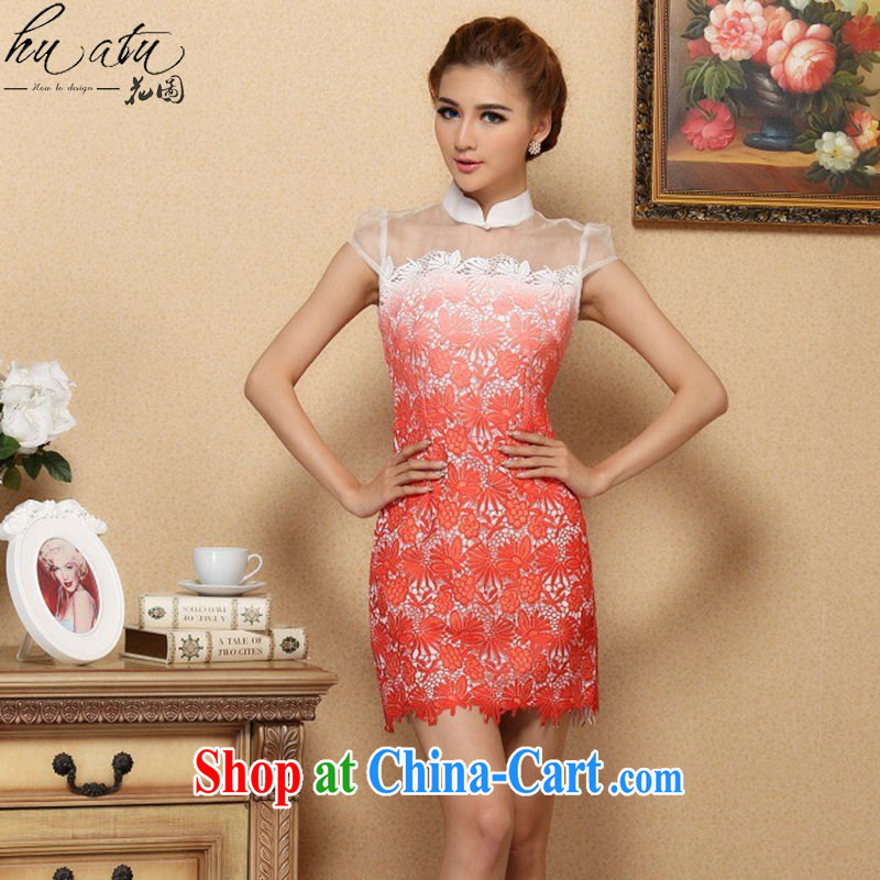 Take the 2015 spring and summer cheongsam dress stylish classic improved cheongsam silk European root by water-soluble gradient cheongsam dress, collar XL, figure, and, shopping on the Internet