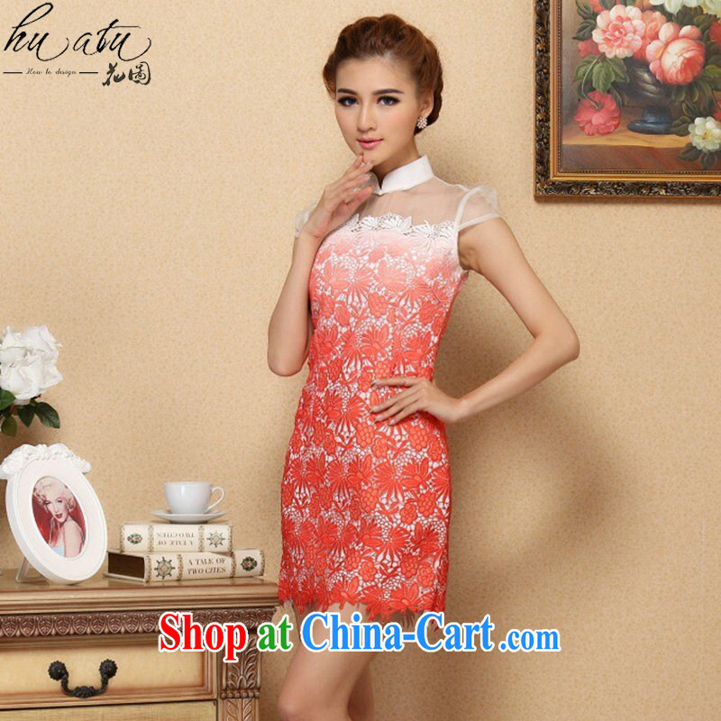 Take the 2015 spring and summer cheongsam dress stylish classic improved cheongsam silk European root by water-soluble gradient cheongsam dress, collar XL, figure, and, shopping on the Internet