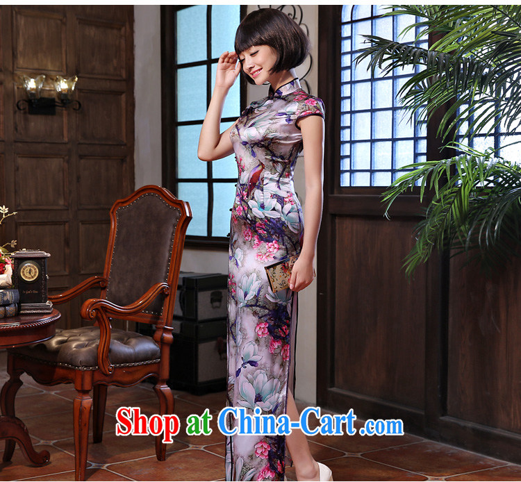 pro-am 2015 new spring and summer beauty retro silk daily improved stylish long sauna Silk Cheongsam dress short-sleeved 2XL - waist 80cm - 10 Day Shipping pictures, price, brand platters! Elections are good character, the national distribution, so why buy now enjoy more preferential! Health