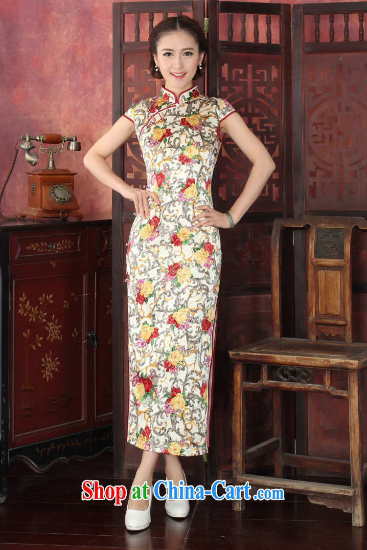 Take the 2015 spring and summer dress cheongsam Chinese, DOS SANTOS for silk banquet long cheongsam qipao annual Silk Cheongsam long 1023 #2 XL pictures, price, brand platters! Elections are good character, the national distribution, so why buy now enjoy more preferential! Health