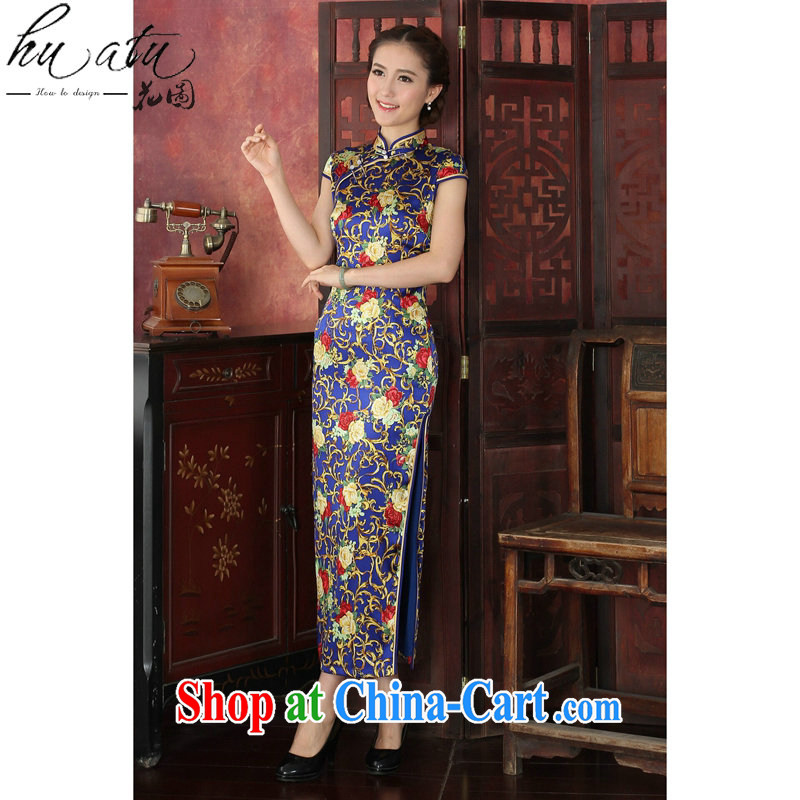 Take the 2015 spring and summer dress cheongsam Chinese silk long robes, for performance sauna Silk Cheongsam dress annual 1021 #2 XL, spend figure, shopping on the Internet