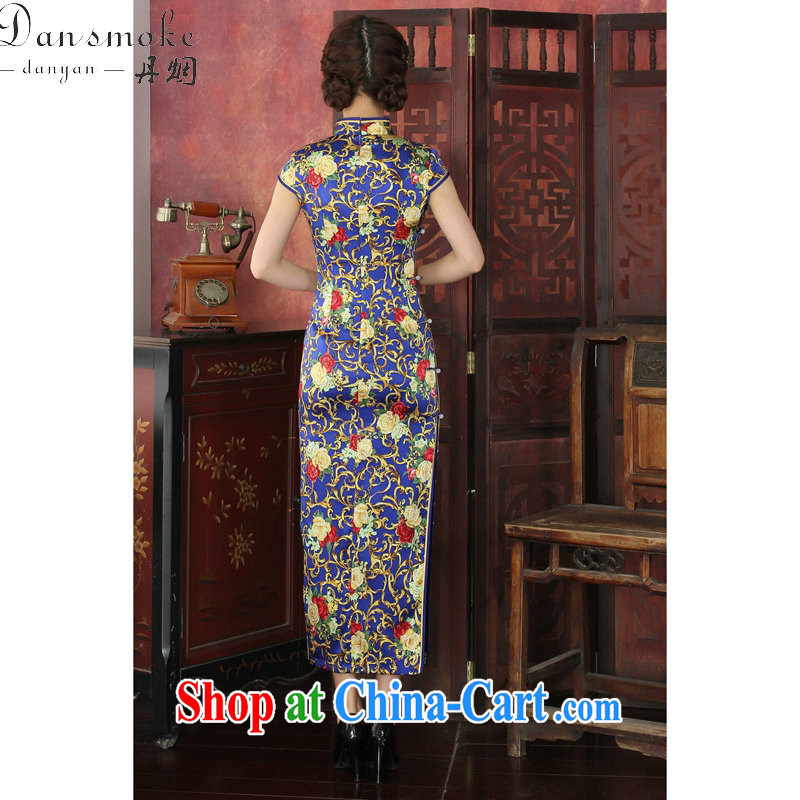 Dan smoke 2015 spring and summer dress cheongsam Chinese silk long robes, for performance sauna Silk Cheongsam dress annual Po Lan XL, Bin Laden smoke, shopping on the Internet